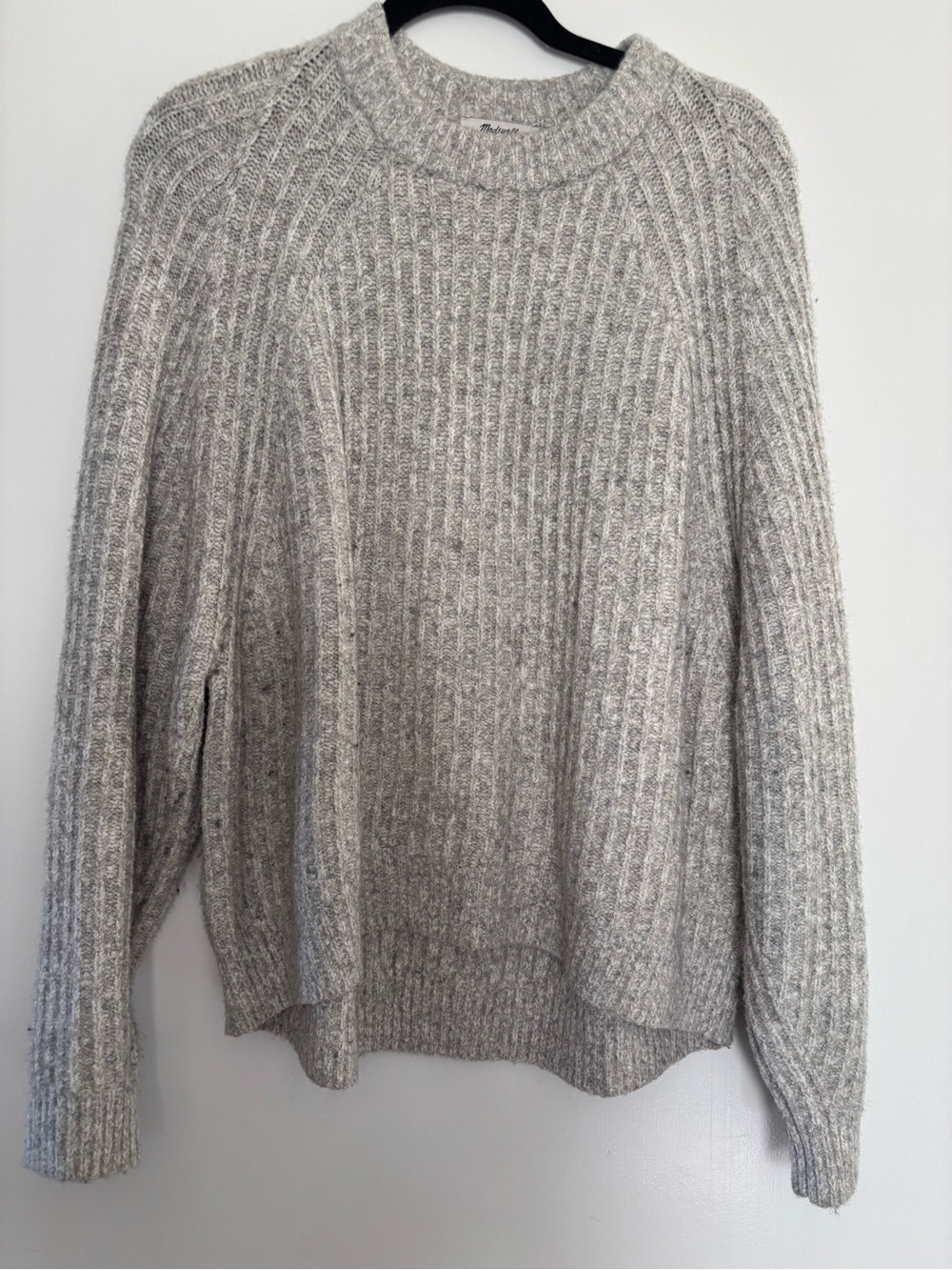 Madewell Cozy Ribbed Crewneck Sweater - Light Heather Gray